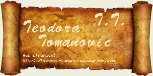 Teodora Tomanović vizit kartica